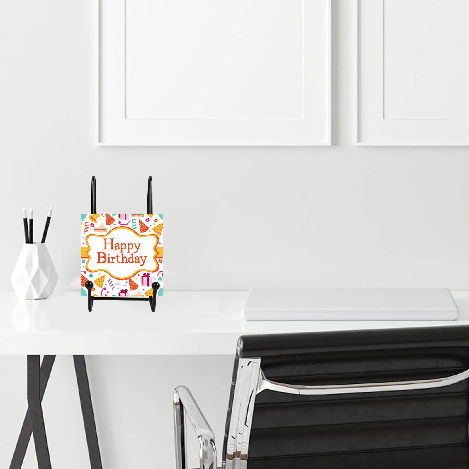 2Pcs Metal Display Rack for Photos Books Plates Desktop Decor Sturdy Folding Anti-Slip Sandblasted Wear-Resistant Display Shelf