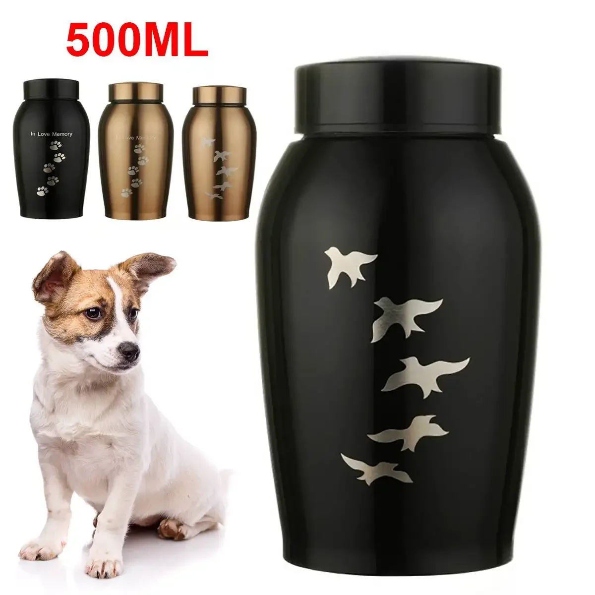 Stainless steel Urns Pets Dog Cat Birds Mouse Cremation Ashes Urn Keepsake Casket Columbarium Pets Memorials Black/Gold