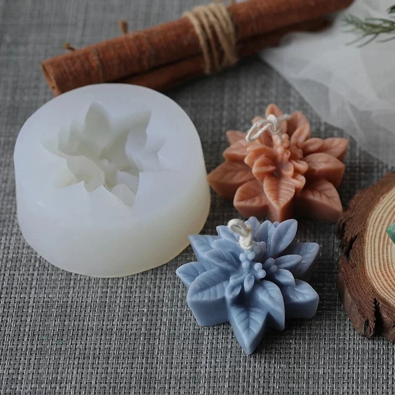 Christmas Flower Shape Silicone Mold Christmas Aromatherapy Candle Mold Resin Molds DIY Handmade Soap Mold Home Decor