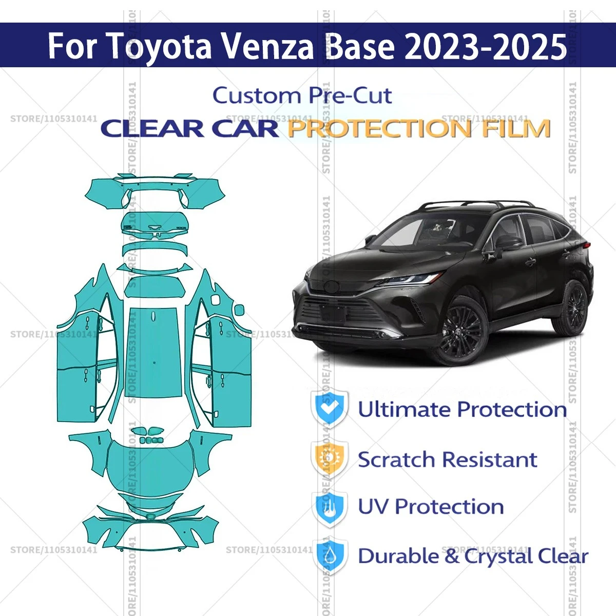 

For Toyota Venza Base 2023-2025 Pre-Cut Paint Protection Film PPF Transparent Car Film Professional Automotive PPF Full Vehicle