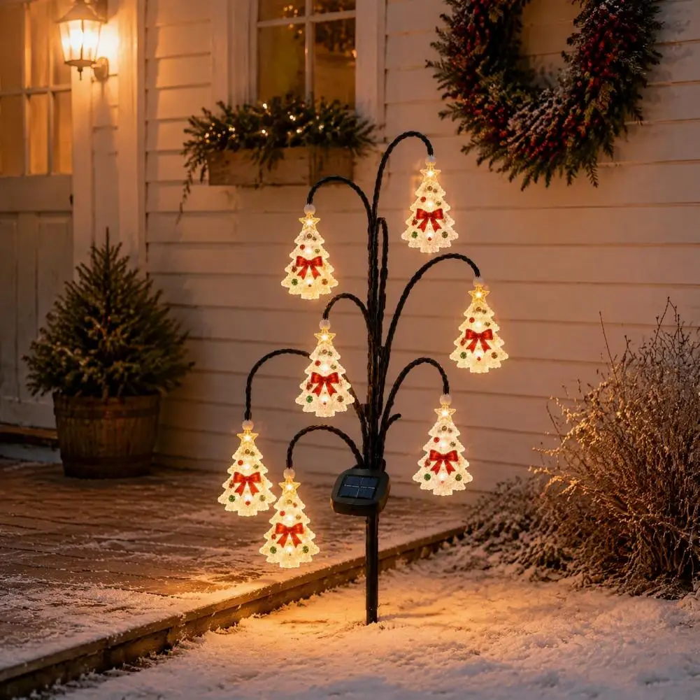 Holiday Yard Landscape Solar Christmas Tree Stake Lights Outdoor Waterproof Led Pathway Lamps Holiday Yard Garden Lawn Patio