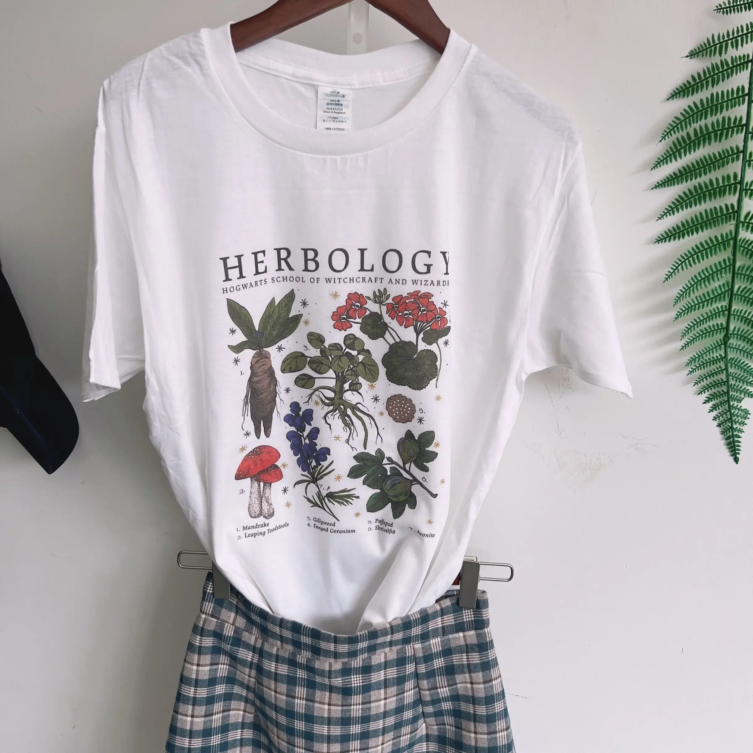 384Herbo Botanical Mandragora Tshirt Herbology Plants Colored Print T-shirtCamiseta Aesthetic Women Gardening Graphic Tee Top