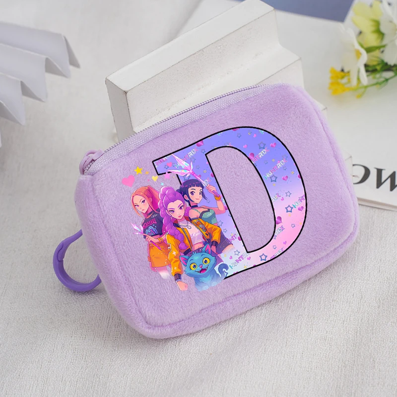 KPop شيطان الصيادين الأرجواني محفظة نسائية للعملات المعدنية أنيمي الكرتون لطيف حقيبة المال بنين بنات مفتاح بطاقة تخزين الحقيبة الصغيرة المحمولة حقيبة صغيرة #5