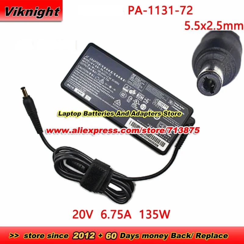 

PA-1131-72 20V 6.75A 135W AC Adapter 5.5x2.5mm A16-135P1A A135A006L for Kensington SD2400T SD4700P DOCK DK30C2DPPD