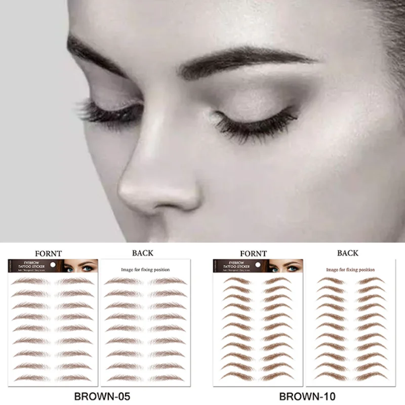 

Коричневый, черный, наклейка для татуировки бровей, переводная татуировка, наклейки, водостойкий временный макияж, наклейки для бровей, аксессуары для татуировки