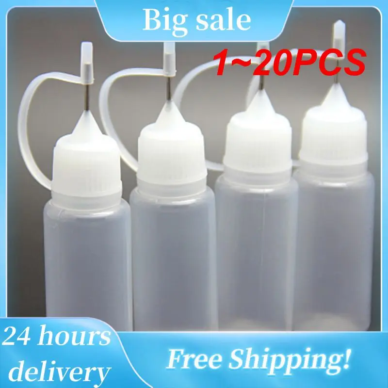 1~20PCS Lengthened Needle Tube Bottle 10ml Glue Dropper Adhesive Tip Oiling Bottle Soft Refillable Dispenser Portable Glue