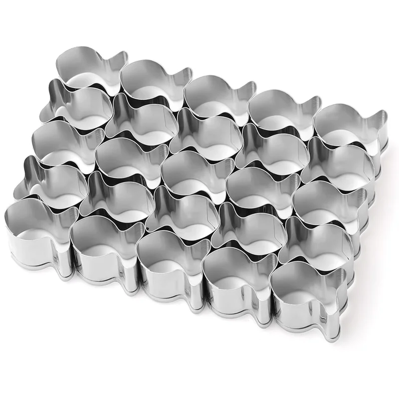 

HRBAJ-Gold Fish Cracker Cutter,25 Cavity Fish Cookie Cutter Stainless Steel Mini Fish Shaped Molds For Non-Stick Dough Biscuit
