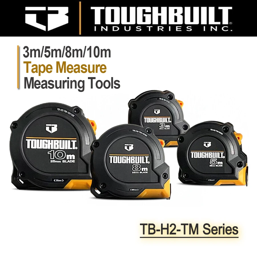 Toughbuilt-高精度耐摩耗性スチール巻尺、TB-H2-TM-1013X、TB-H2-TM-1015X、TB-H2-TM-1018X、TB-H2-TM-10110X