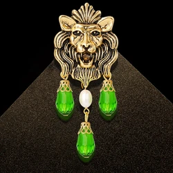 Vintage Fashion Lion Tassel Brooch Women's Unisex Animal Head Party Leisure Brooch Gift Wedding Party