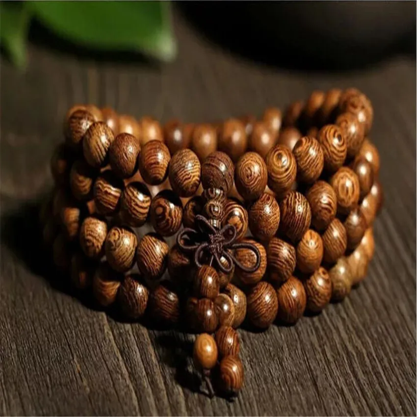 

8mm Brown Wenge Bracelet Beaded Artisan Chain Stackable Wear Handmade Wrap Unique Prayer