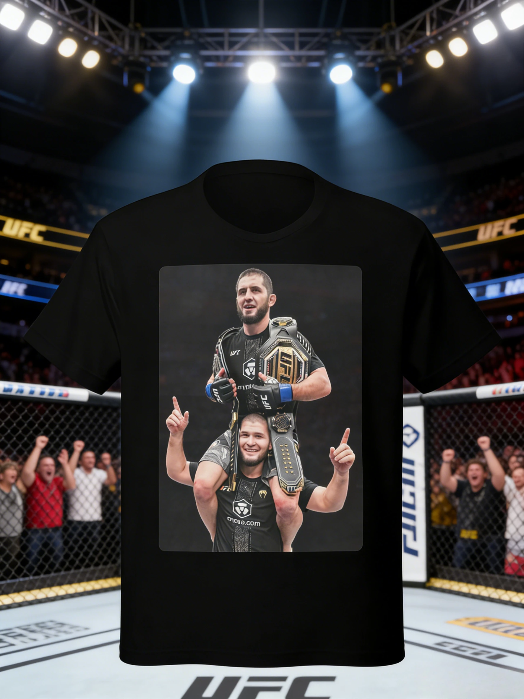 

Футболка UFC из 100% хлопка с изображением Хабиба Нурмагомедова (слева) и Ислама Махачьева (справа), летняя коллекция 2026 года, подходит для мужчин и женщин