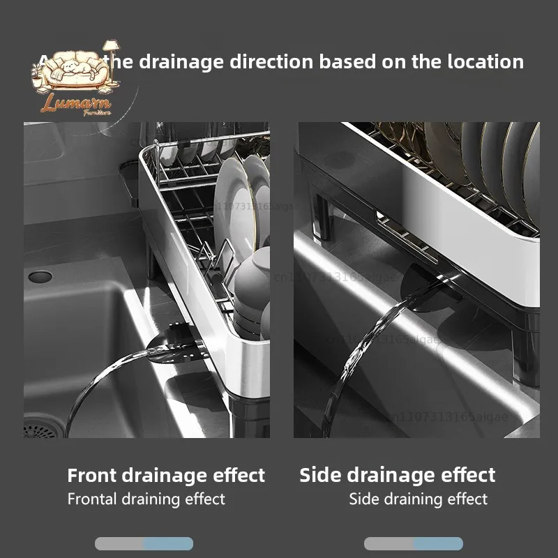 304 stainless steel kitchen dish storage rack multi-functional sink drain rack for bowls, knives, forks, spoons, chopsticks rack