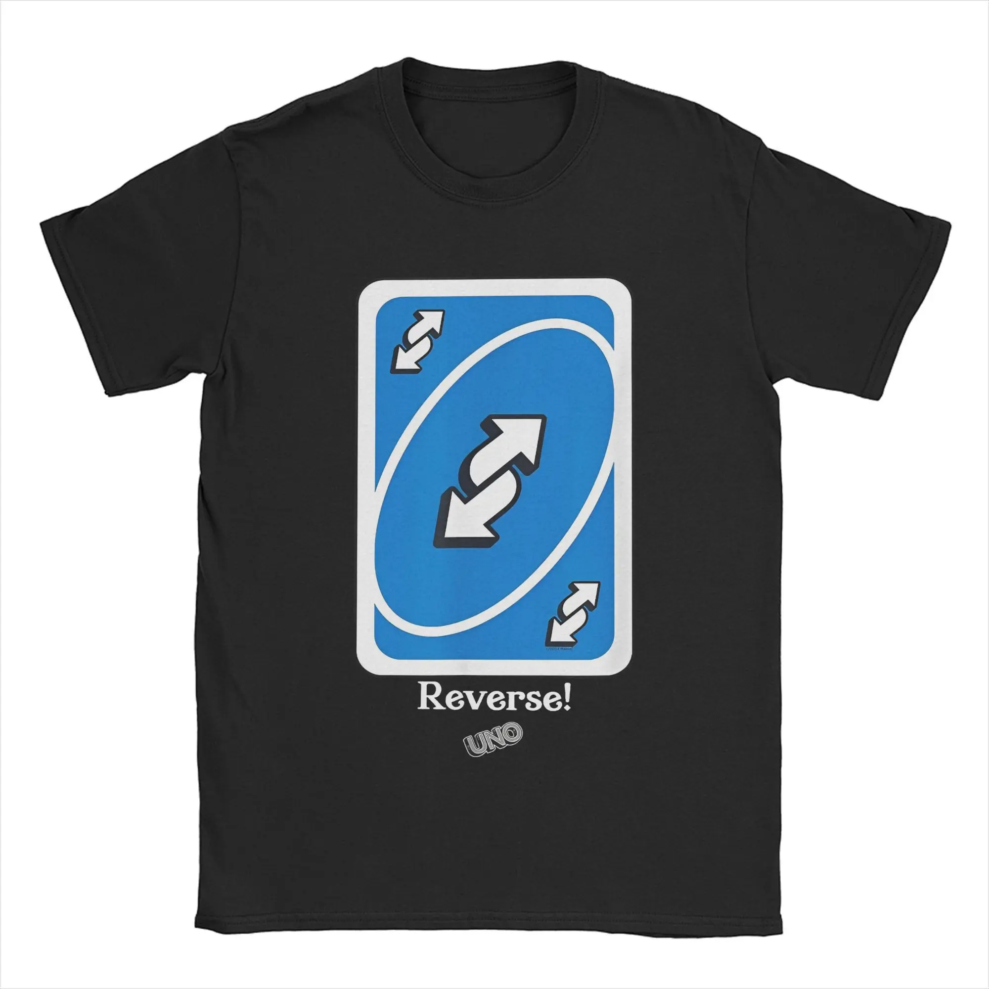 U-UNO-O Blue Reverse Card Men's T Shirt Board Games Vintage Tee Shirt Short Sleeve O Neck T-Shirts 100% Cotton Original Tops