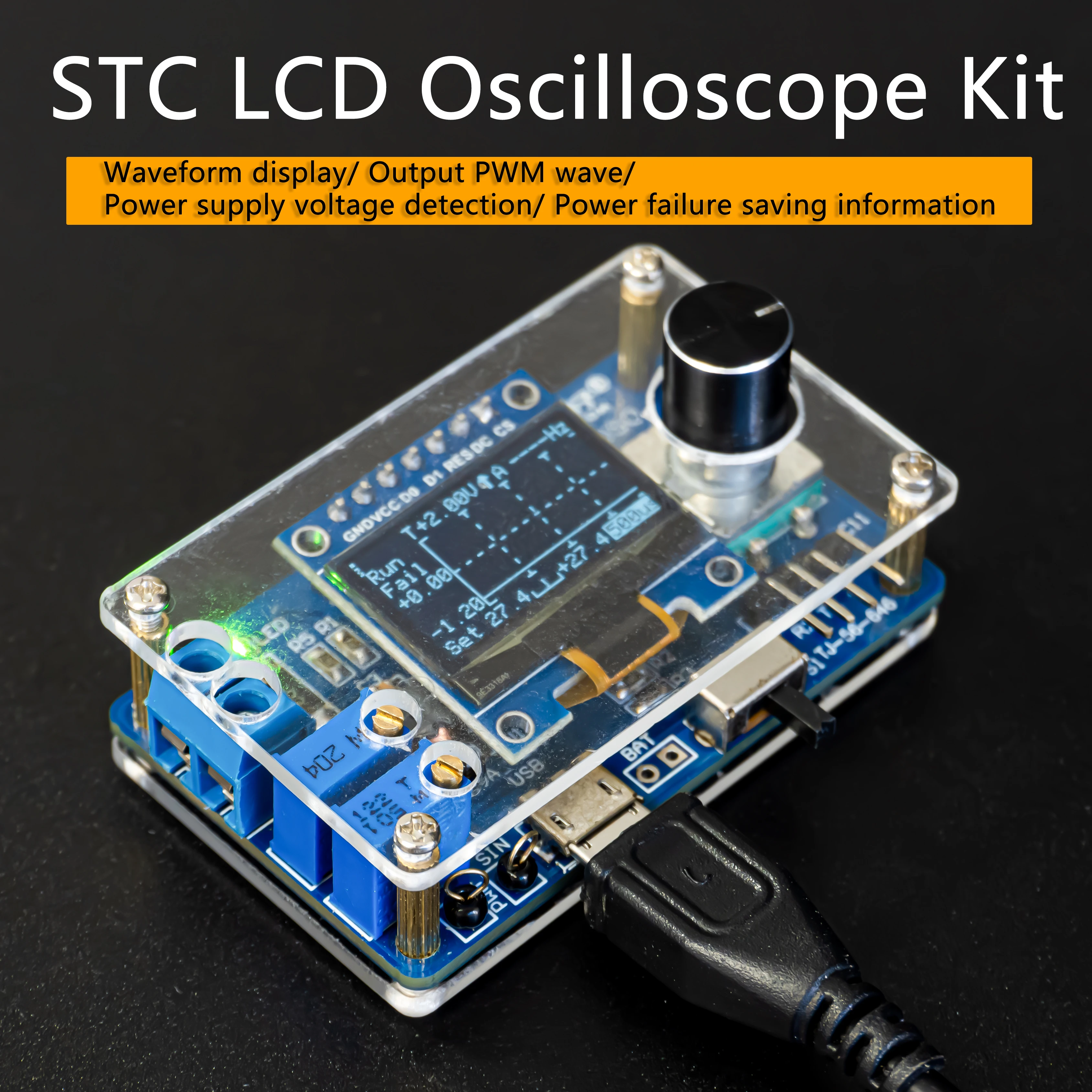 Mini DOS LCD Oscilloscope Kit STC8K8A Single Chip Microcomputer Electronic Welding Training and Production of Loose Parts