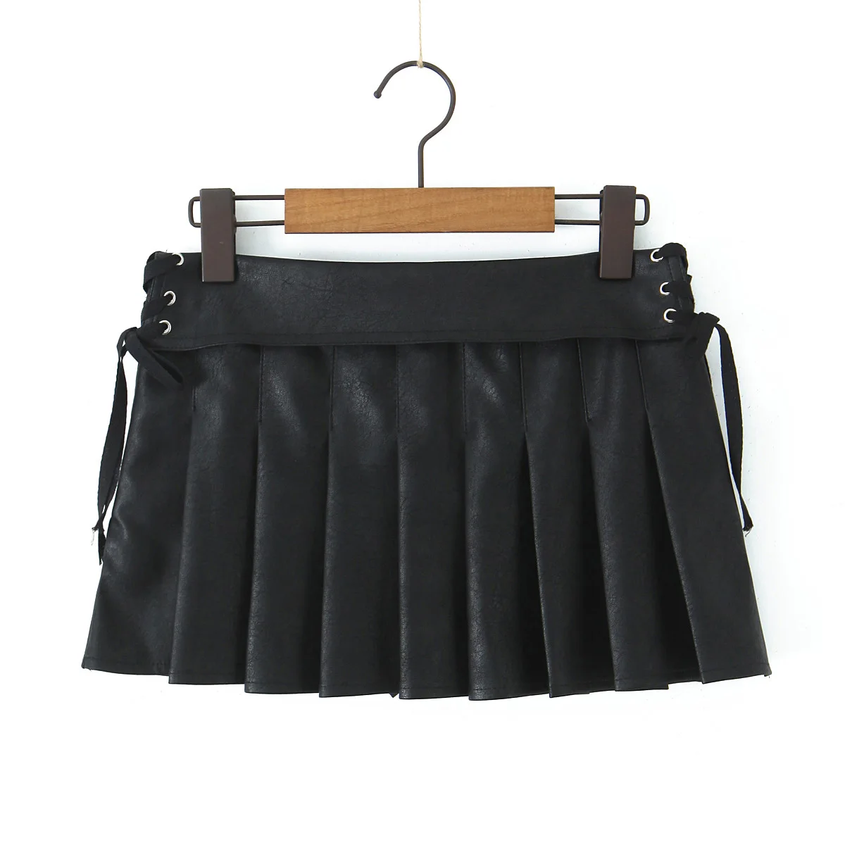 Mini skirts woman y2k clothes PU faux leather skirts for women black skirts korean fashion pleated high waisted skirt brown punk