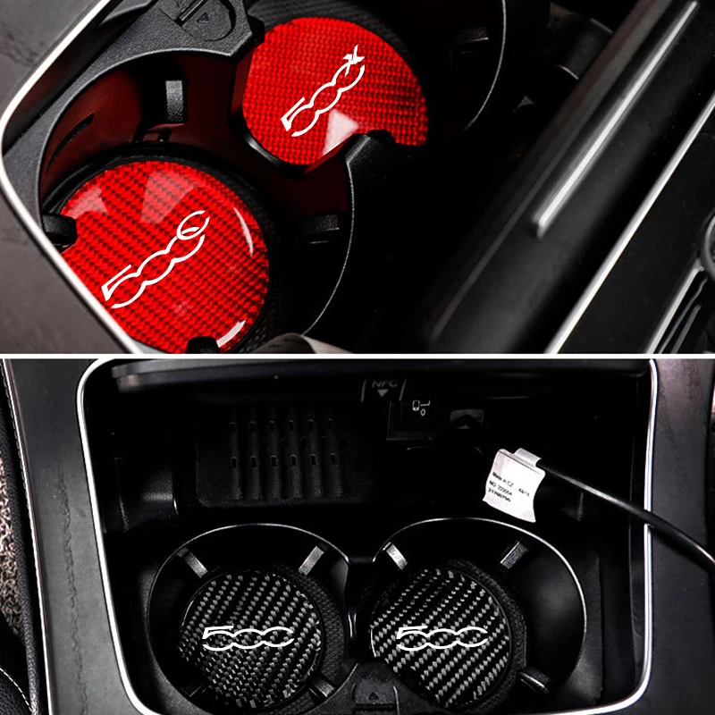 2Pcs 7Cm Car Coaster Water Cup Bottle Holder Anti-slip Pad Mat Silica Gel For Fiat 500 500c 500l 500x Car Styling