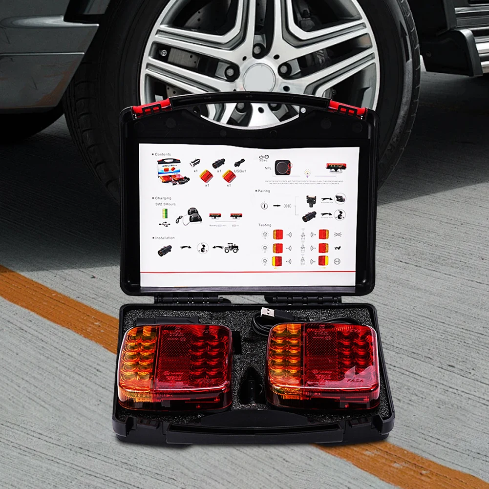 ضوء مقطورة لاسلكي LED ضوء خلفي مقاوم للماء ضوء إشارة خلفي تحذير ضوء للمقطورات والشاحنات والقوافل والشاحنات