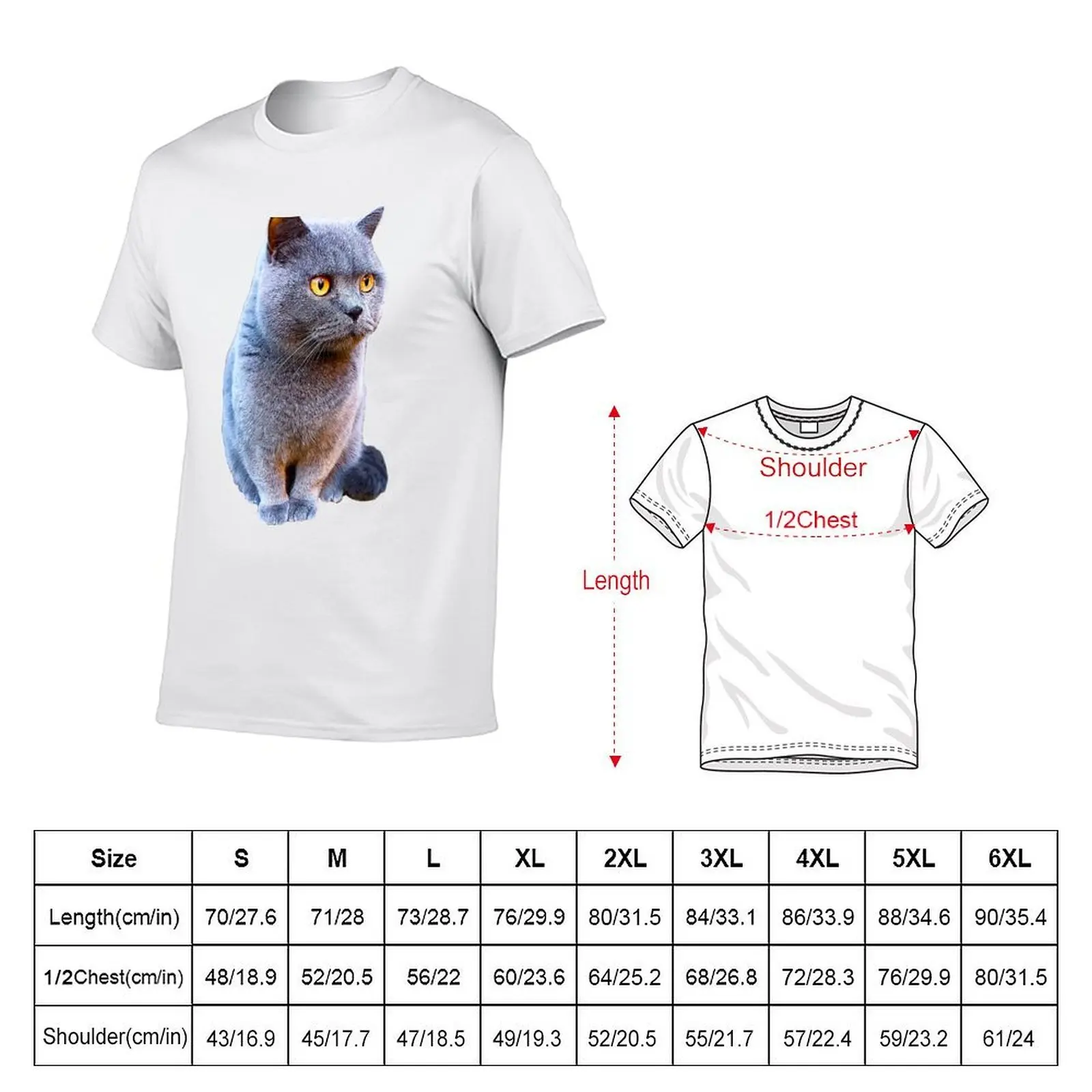 British Shorthair Cat Blue T-Shirt man graphic t shirt t shirts for man graphic vintage T-Shirt