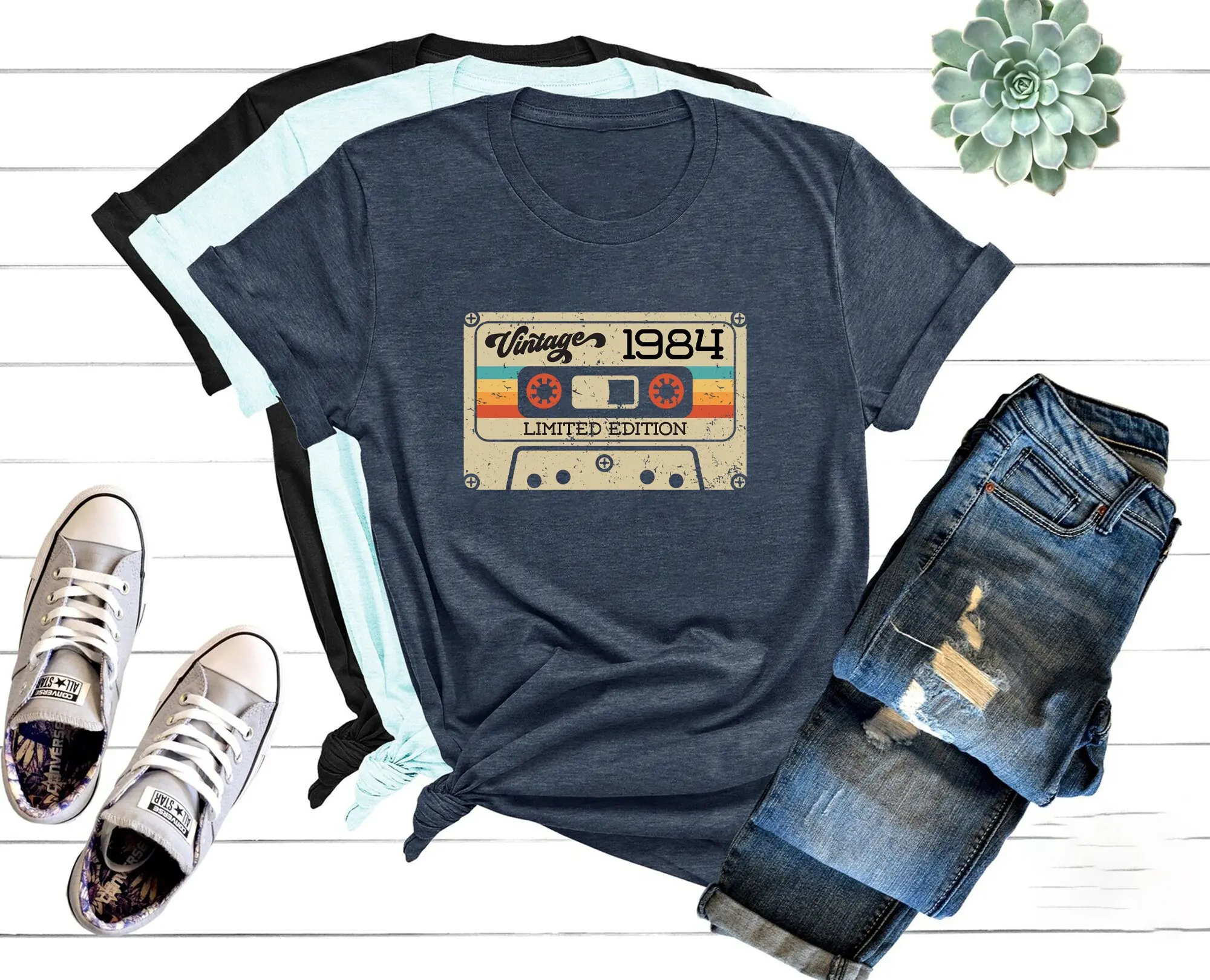 

1984 Vintage T Shirt Birthday 39th Retro Cassette