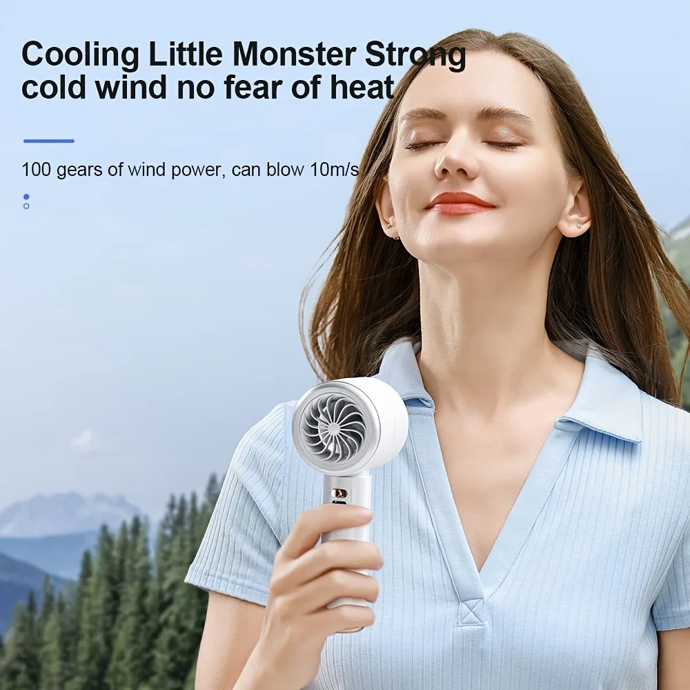 Powerful Portable Handheld Fan 13000RPM Speed Adjustable Mini Fan 3000mAh Rechargeable Mini Fan Digital Display Small Hair Dryer