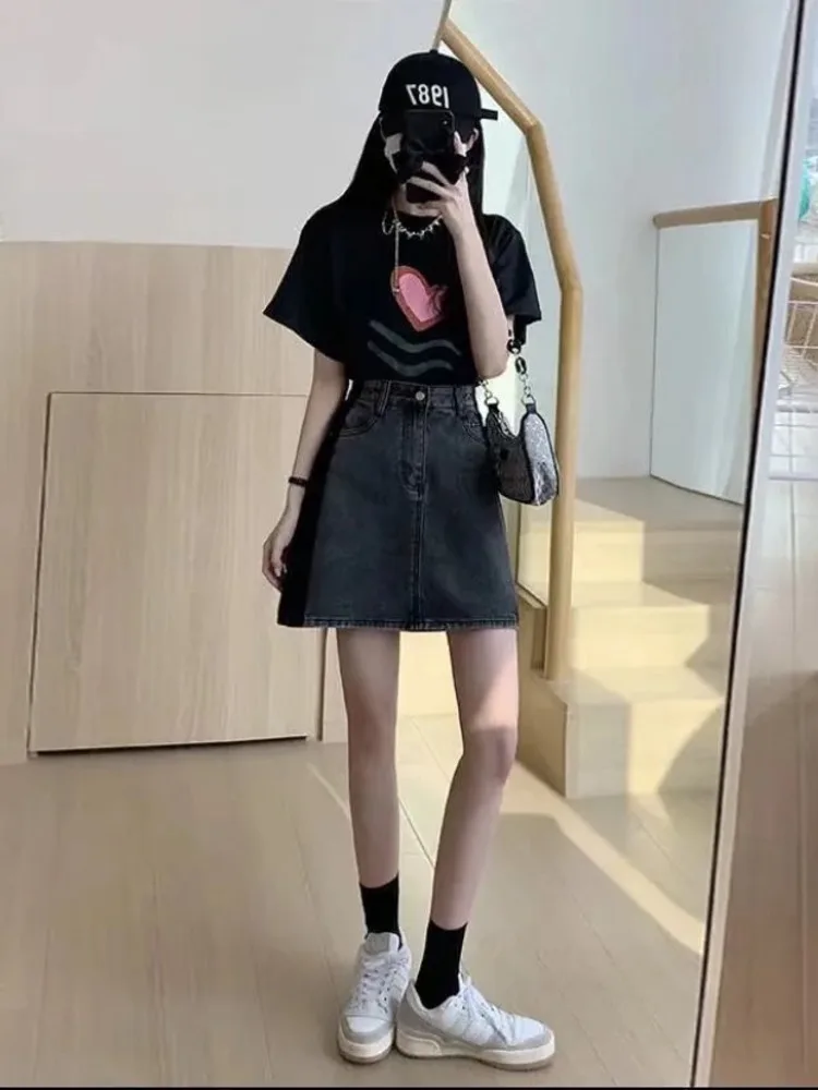 

Feynzz's Denim Skirt Women's Summer Thin Section 2022 New High-waisted Thin A-line Hot Girl Split Bag Hip Short Skirt