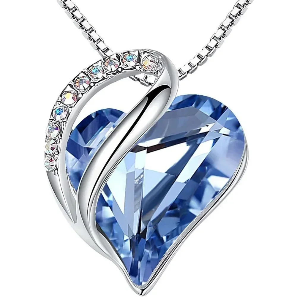 

Valentine's Day Gifts Necklaces Infinity Love Heart Pendant with Birthstone Crystals, Silver Plated Chain, Jewelry for Wife