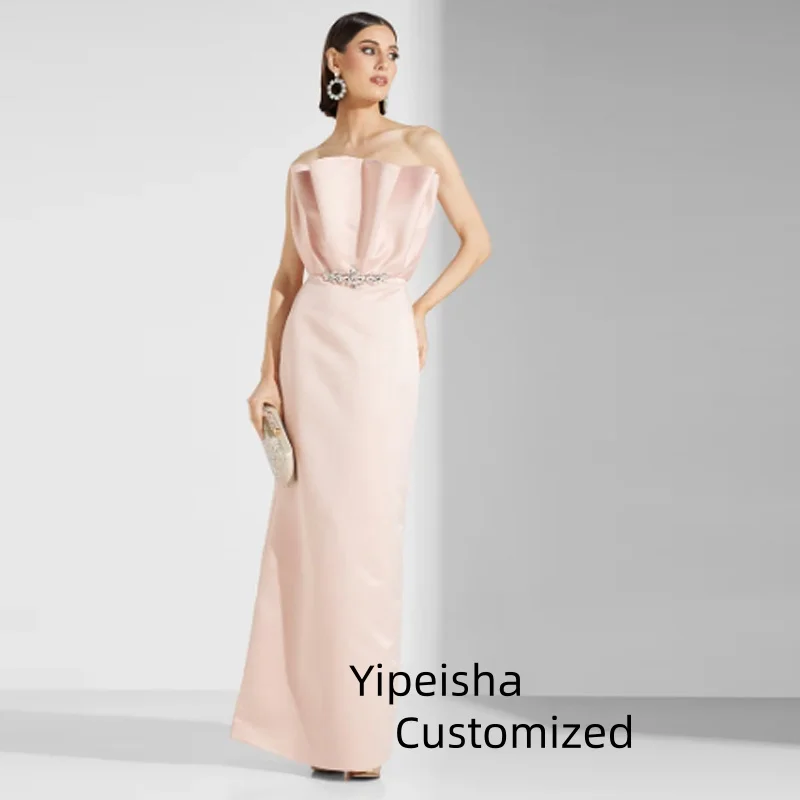 Abiti da ballo rosa eleganti personalizzati con perline Abiti da sera per occasioni da sera alla caviglia Abiti da festa con corsetto senza maniche