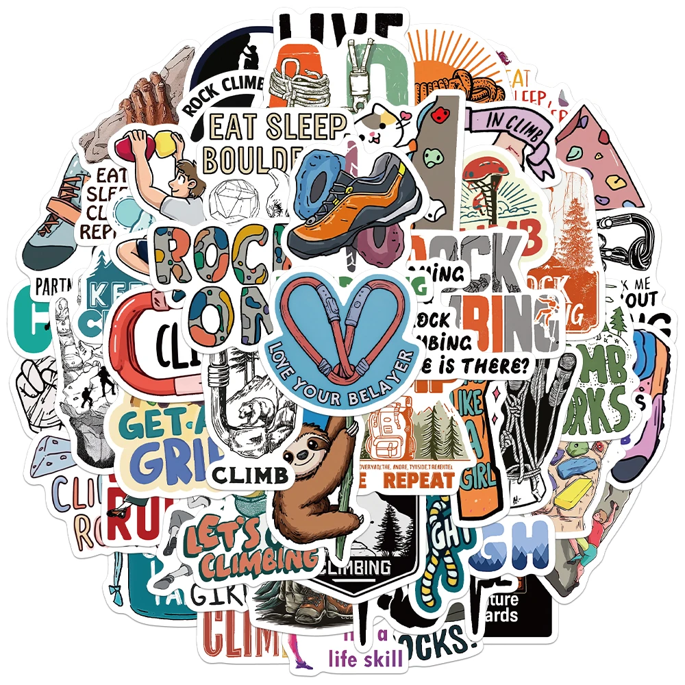 50PCS Creative Climbing Theme Personalized Stickers DIY Phone Cases Laptop Water Cups Computer Decoration Stickers