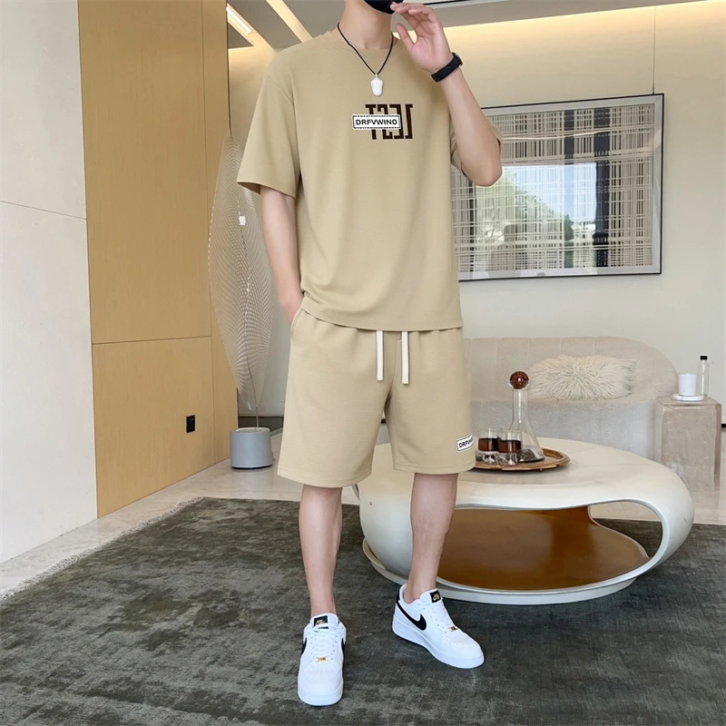 

2026 model summer ultra-soft ice-silk Milanese men's short-sleeved set - casual and versatile style
