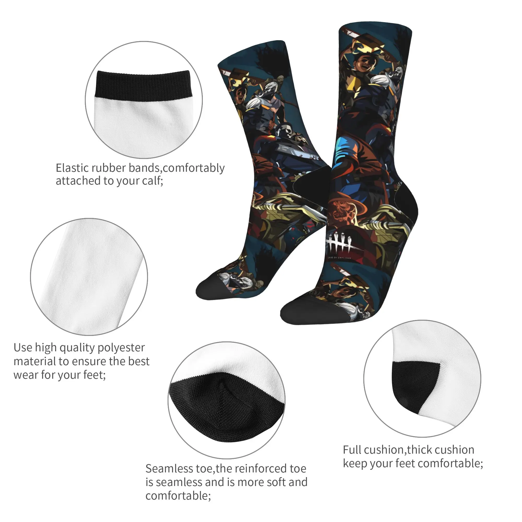 Jeu d-deads-by-d-daylight bas motif chaussettes de loisirs automne chaussettes antidérapantes unisexe hommes course sport chaussettes souples