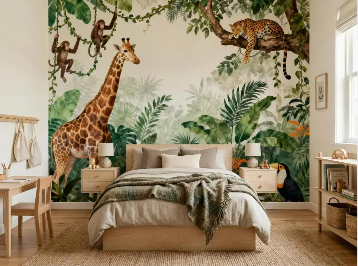 Custom 3D Wallpaper Customized Southeast Asian Leaf Animal Elephant Photo mural Living Room Children's room Background Decoratio