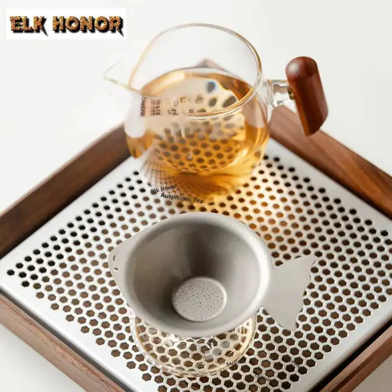 ZAEYORIA Pure Titanium Fish-shaped Tea Separator Infusor Handmade Tea Strainer Dispenser Tea Soaking Tea Filter Tea Services