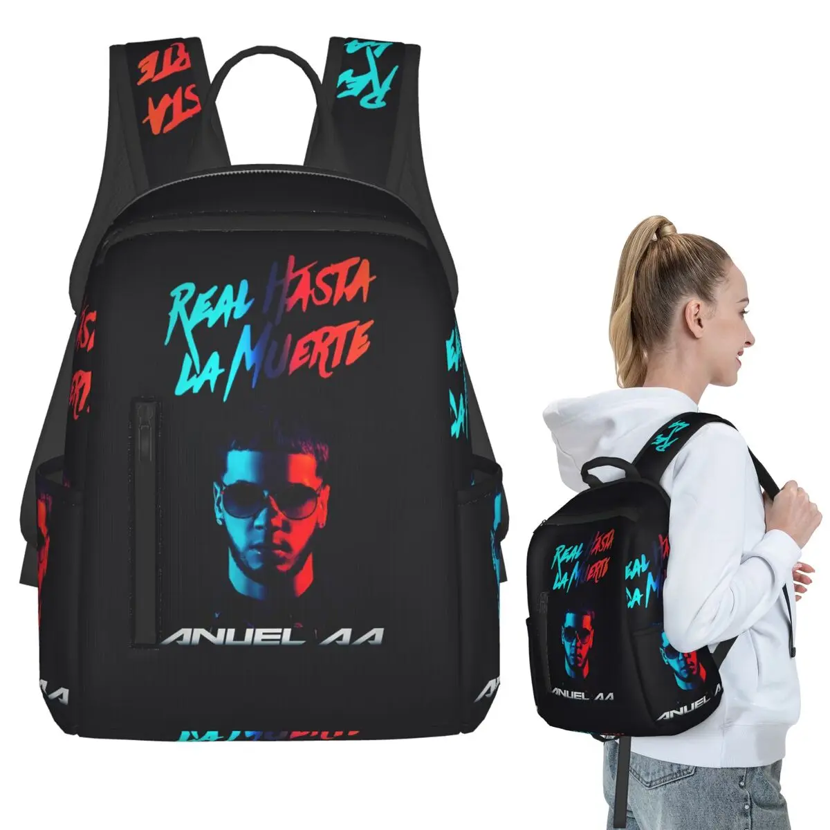 Fashion Hot Rapper Anuel AA Backpack Student BookBag Children School Bag Laptop Shoulder Bags Men Women