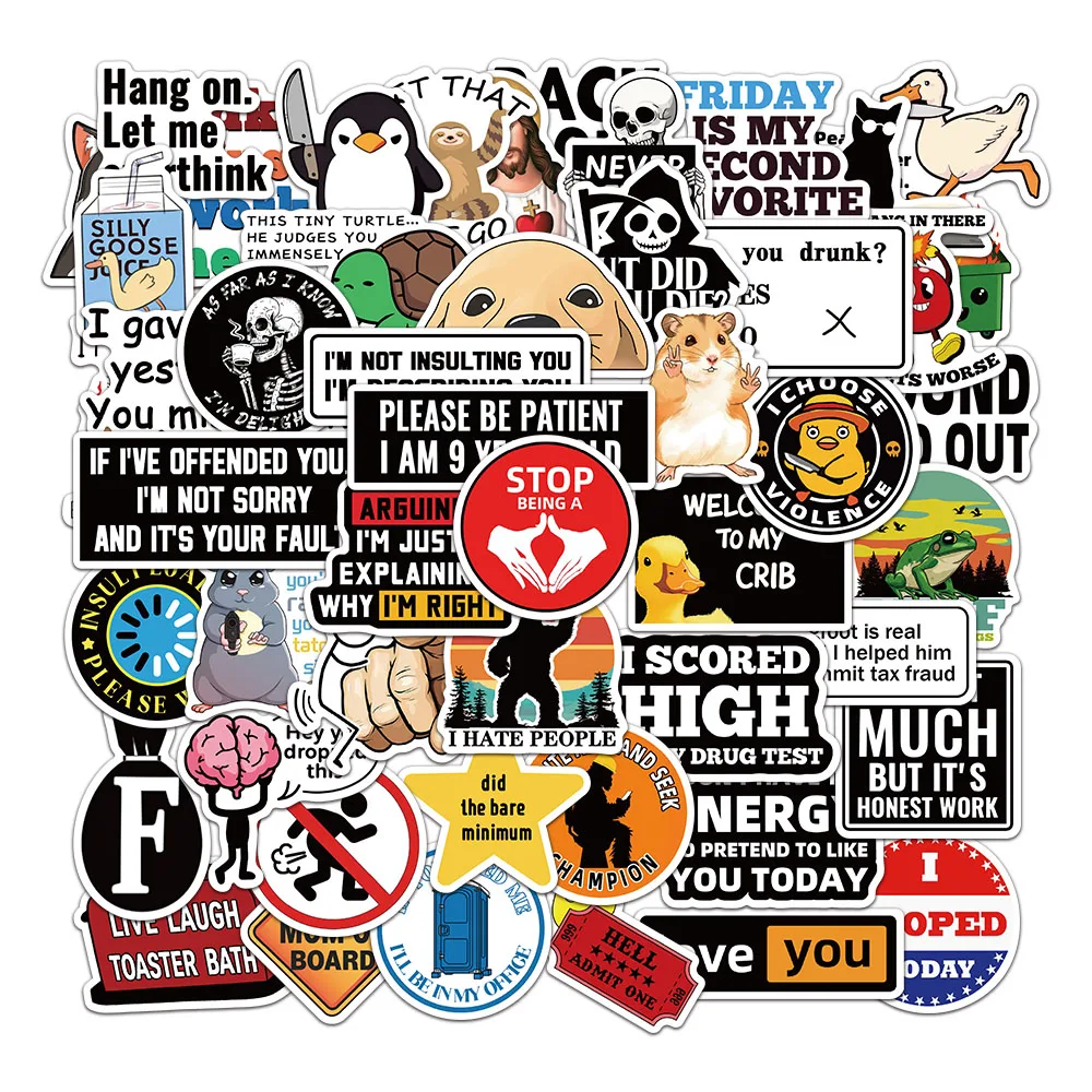 

50 шт., наклейки с изображением мема, персонализированные наклейки с граффити, декоративные наклейки для багажа, ноутбука, автомобиля, скейтборда