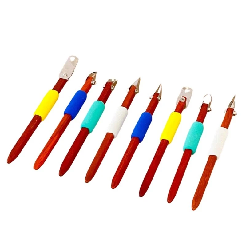 LDHL Trimming Tool Set, 8-Piece Adjustable-Angle Clay Sgraffito Pottery Carving Tools For Leather-Hard Clay