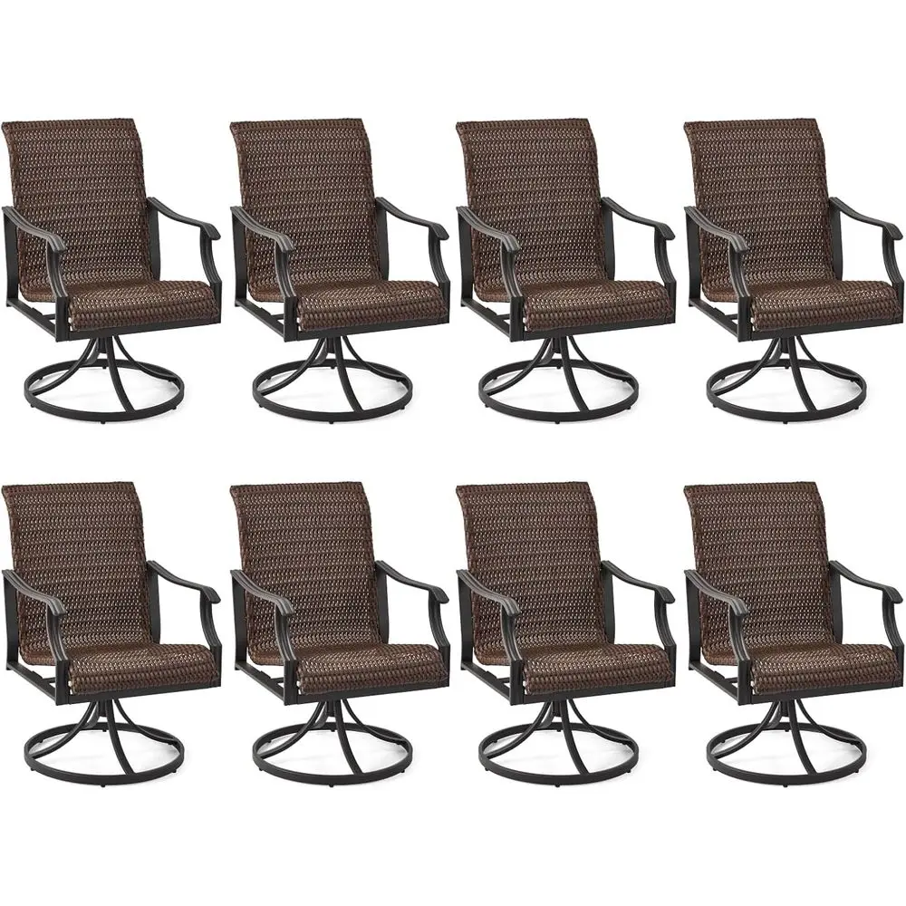 

8-Piece Heavy-Duty Outdoor Wicker Swivel Chair Set with High Back and Large Seats for Patio, Garden, Backyard