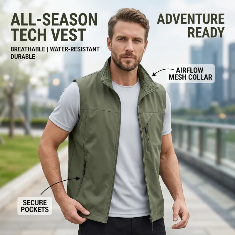 Summer Thin Vest Men Leisure Mesh Multi-pocket Photography Fishing Jacket Mountaineering Tourism Outdoor Sports Sleeveless Coat