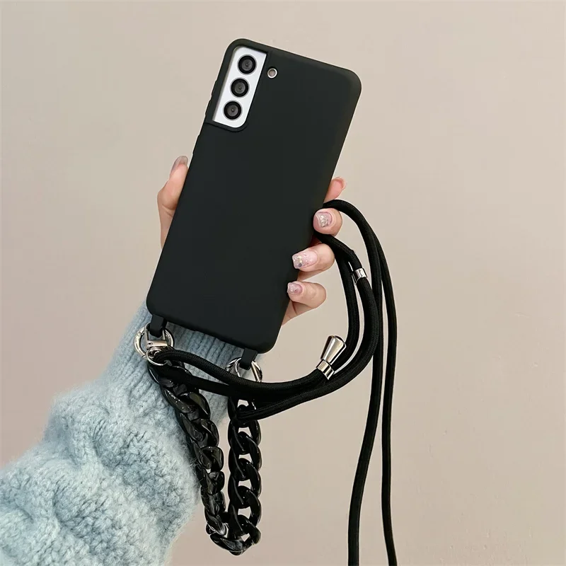 Crossbody Lanyard Chain Case For Samsung Galaxy A55 A15 A35 A54 A53 A52 A14 A24 A34 S24 S23 S22 Plus Ultra S21 S20 FE Cover