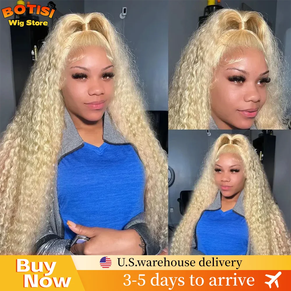 

Botisi Deep Curly 13x6 Hd Парик фронтальной части шнурка 613 Парик медового блонда Человеческие волосы 13x4 Парики фронта шнурка Цветные предварительно выщипанные для женщин