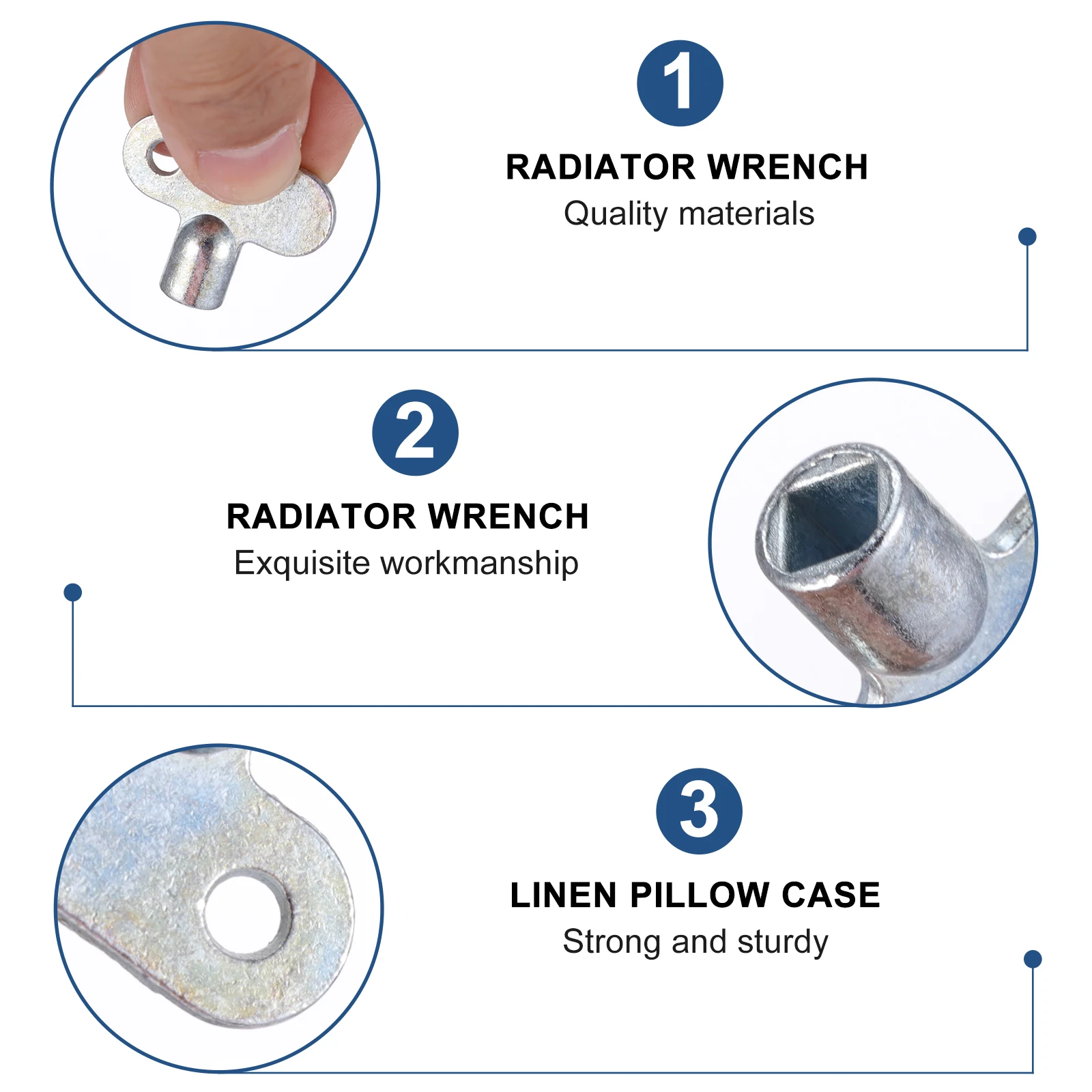 

3pcs Zinc Alloy Radiator Bleed Wrench Plumbing Tool Square Socket Faucet Key Exhaust Valve Switch Compatible Most Valves