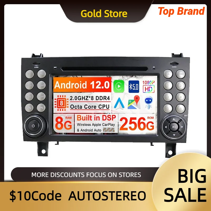 Android 13 8G+256G Car GPS Navigation DVD Player For MERCEDES-BENZ SLK Class R171 SLK200/SLK230 Auto Head Unit Multimedia Player