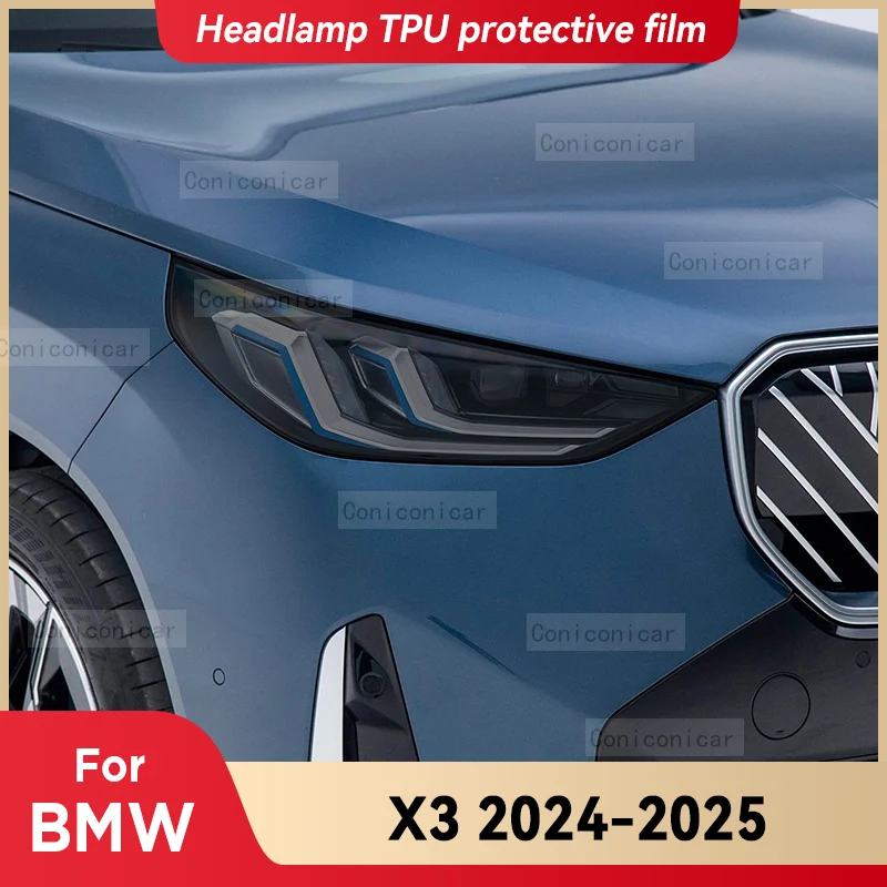 

For BMW X3 2024 2025 Car Headlight Smoked Black TPU Protective Film Front Light Tint Change Color Sticker Accessories