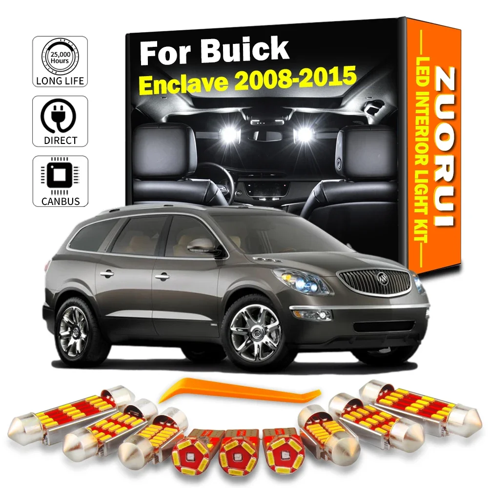 ZUORUI Canbus Car LED Interior Map Dome Luggage Light Kit For Buick Enclave 2008-2011 2012 2013 2014 2015 License Plate Bulbs