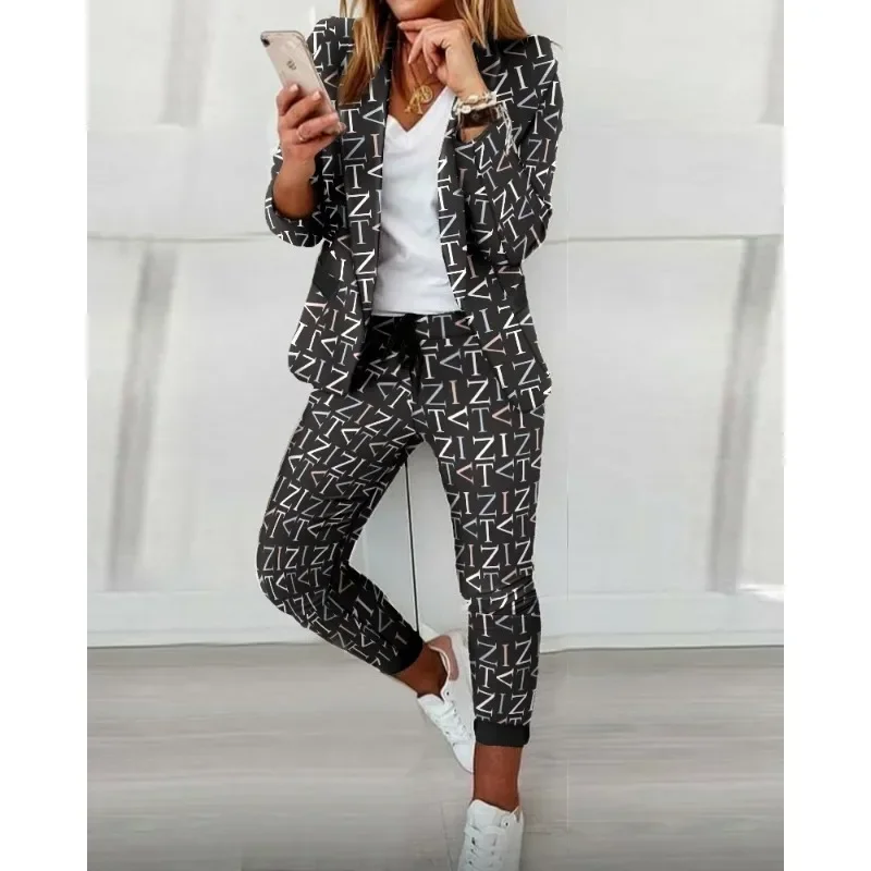 Spring Autumn Blazer Coat Pants Suit 2024 Office Lady Blazer Suit Y2K INS Clothes Outfits Two Piece Sets Womens Outifits