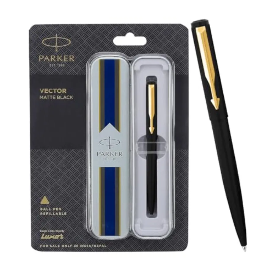 

Vector Matte Black Gt Ball Pen Blue Ink and Fine Nib