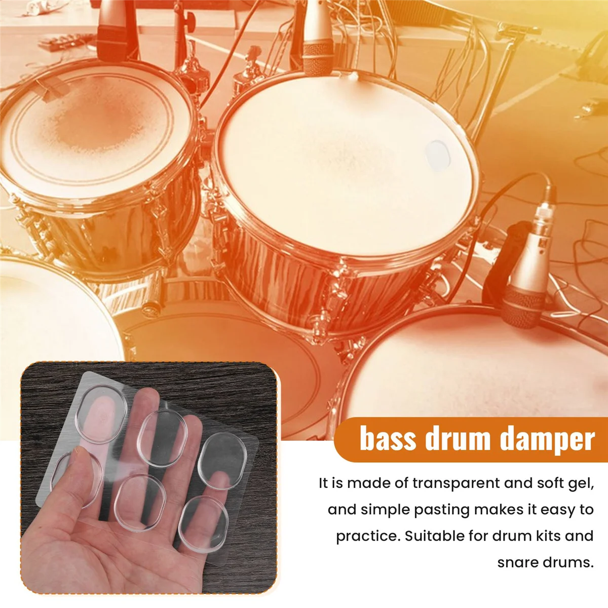 18 Pieces Drum Damper Gel Pads Silicone Drums For Drums Tone Control-Clear