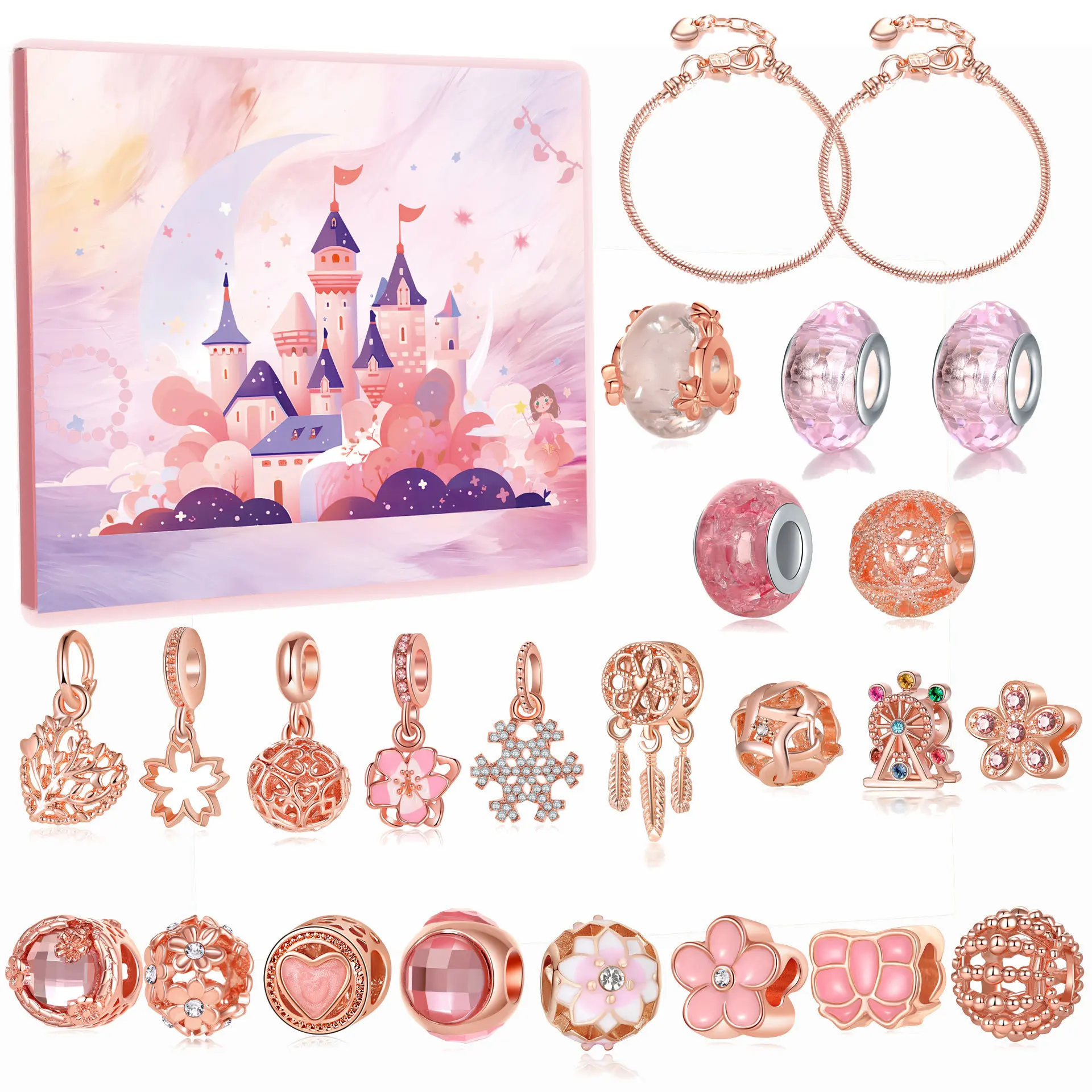 Christmas/Castle Series Bracelet DIY make calendar blind box, Christmas countdown DIY jewelry making kit gift