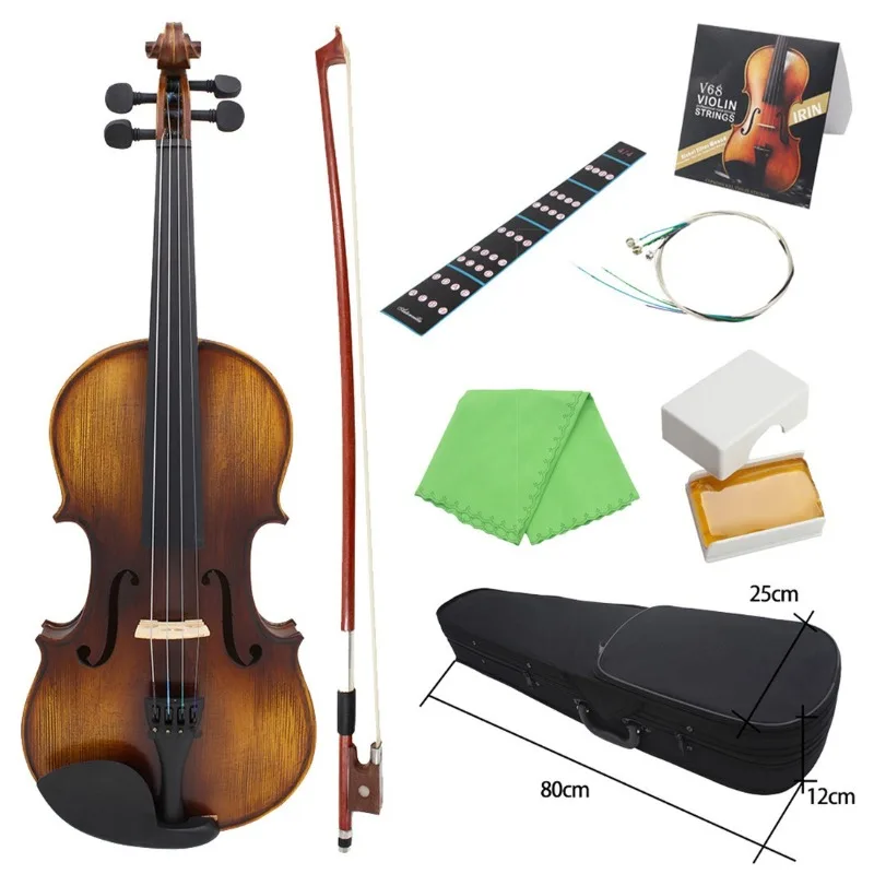 4/4 Violin Set Vintage Matte Spruce Solid Wood Violin Popular Violin Adult Beginners Practice Playing The Instrument