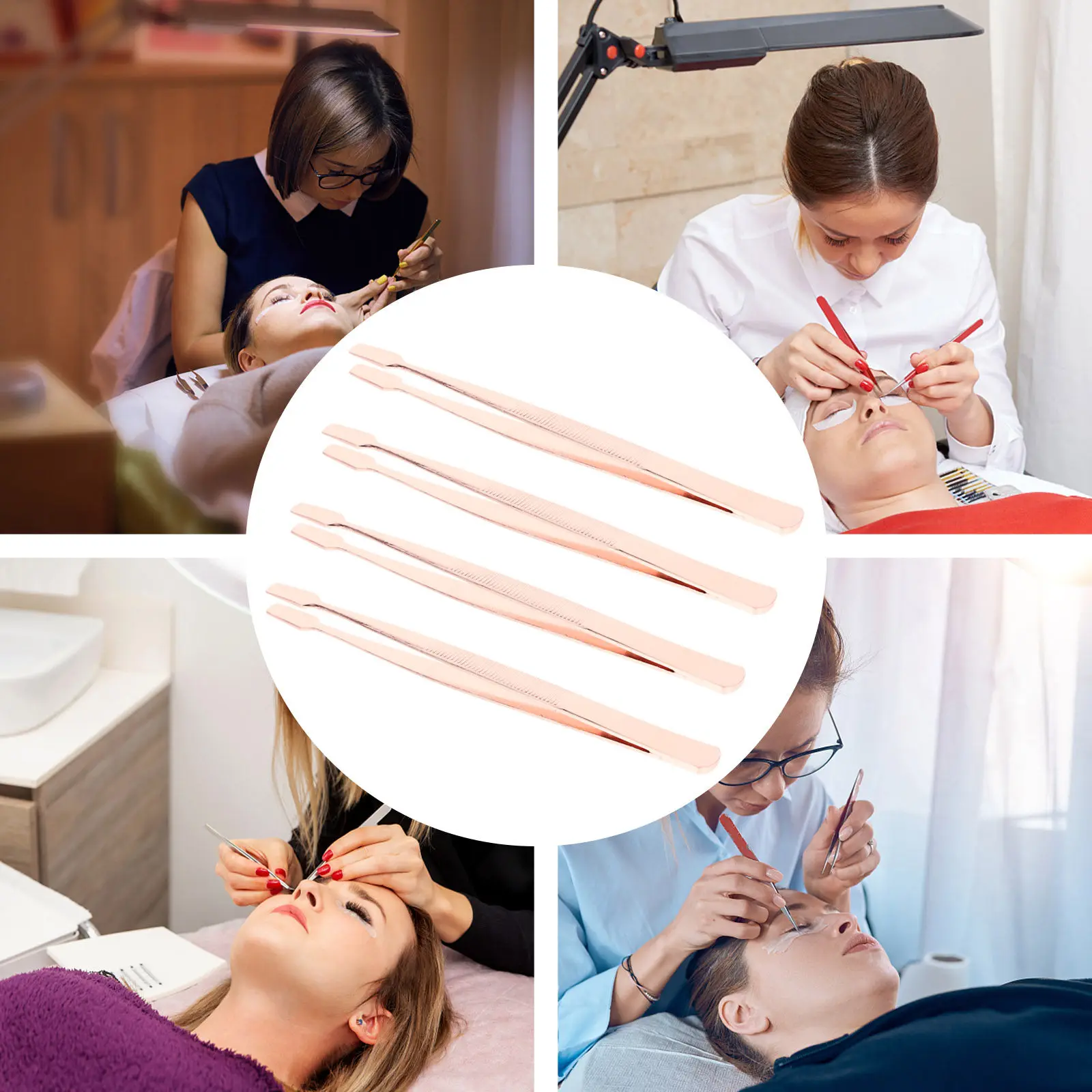 4Pcs Metal Eyelash Extension Tweezers Comfortable Grip Durable Safe Lash Application Stamp Tool Wide Range Use - view 5