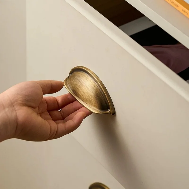 Antike Messing Muschelform Schranktürgriffe Kommode Knöpfe Hardware Küchenschrank Aufbewahrungsgriffe Schubladenknöpfe Schrankgriffe